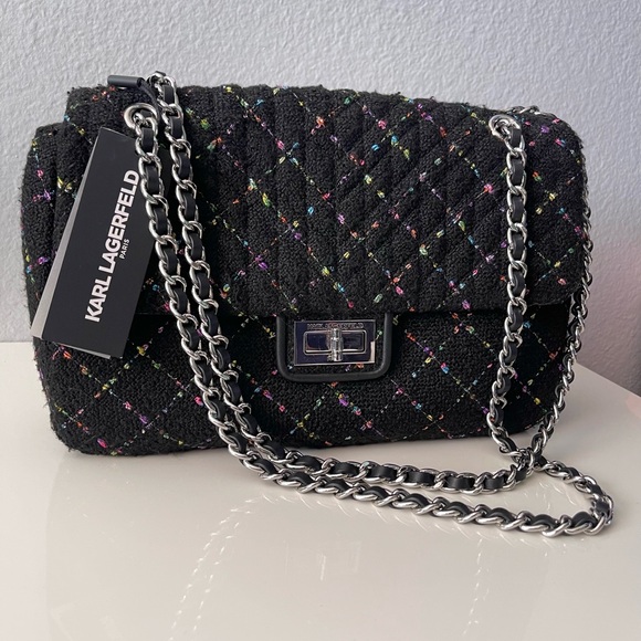 Karl Lagerfeld Handbags - Karl Lagerfeld Black Multicolor Quilted Shoulder Bag
